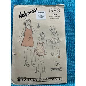 Advance Sewing pattern Girls slip dress panties 1940s size 4